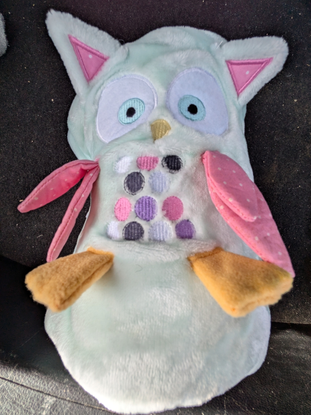 Claire's Mint and Pink Owl Plush Bib